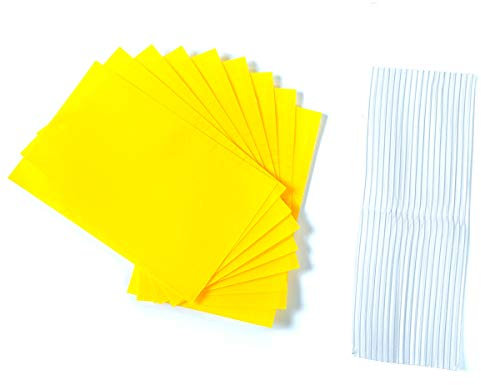 Allein 24PCS Gelbsticker, Gelbtafeln klein, Beidseitig Gelbtafeln, Klebende Fliegenfalle für Zimmerpflanzen, Gelb Fliegenfänger Sticker, Klebrige Insektenfallen und inkl. 24 Kabelbinder
