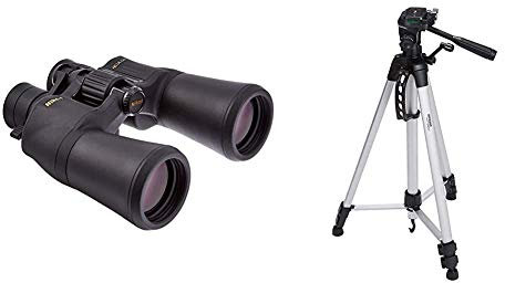 Nikon Aculon A211 10-22X50 Binocolo, Nero & Amazon Basics - Treppiede leggero estensibile fino a 1,52 m, con custodia