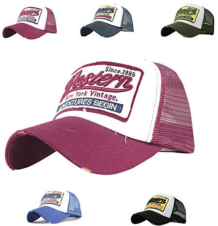 CheChury Trucker Mesh Hüte Baseball Cap Western Mode Sommer Kappe Vintage Basecap Distressed Snapback Hüte Baseballmütze Used Look Retro Mütze