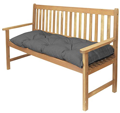 DILUMA | Bankauflage Venezia 100x48 cm Grau | Wasser- und Schmutzabweisende Sitzauflage mit Extra Dicker 8 cm Flockenfüllung | Sitzpolster für Gartenbank