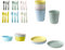 2 x niños 36 piezas de plástico libre de BPA cubiertos para niños, cuenco, plato, vaso, colorido