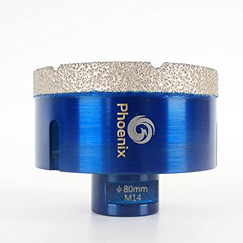 Raizi Vacuum Brazed Diamond Core Drill Bit Diamond Hole Saw for Porcelain Tile, Ceramic, Granite,Marble, Stone& Concrete (80mm)