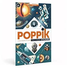 POPPIK 1841142 Sticker-Poster, Astronomie, interaktives Lernposter mit Aufklebern, mehrsprachiges Weltraumposter, für Kinder ab 7 Jahren, 68 x 100 cm