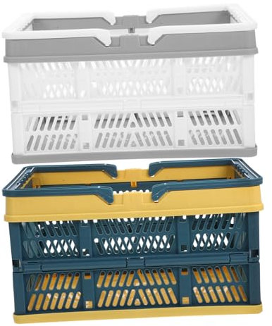 Gadpiparty 2 Uds Cesta De Almacenamiento Plegable Contenedores De Almacenamiento De Despensa Cesta De Almacenamiento De Ropa De Cama Contenedores De Almacenamiento Apilables De Plástico