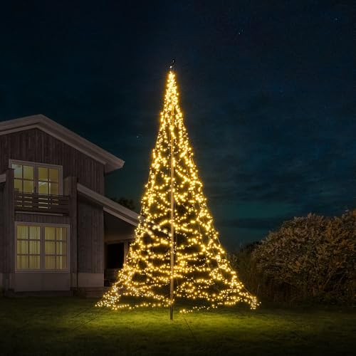 Lumedi - Weihnachtsbaumbeleuchtung für draußen - Exklusive Mast - Weihnachtsdeko, LED Lichterkette, Stimmungsvolle Beleuchtung - Geeignet für vorhandene Fahnenmasten - 6 Meter - 2000 LEDs