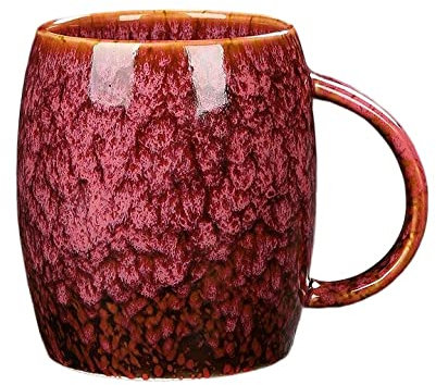 YlobdolY Grande Tasse à Café 500ml en Céramique avec Anse, Tasse à Thé Latte Vintage Nouveauté, Tasses à Café pour Le Bureau et la Maison, Cadeau Unique pour Hommes Femmes,Rouge