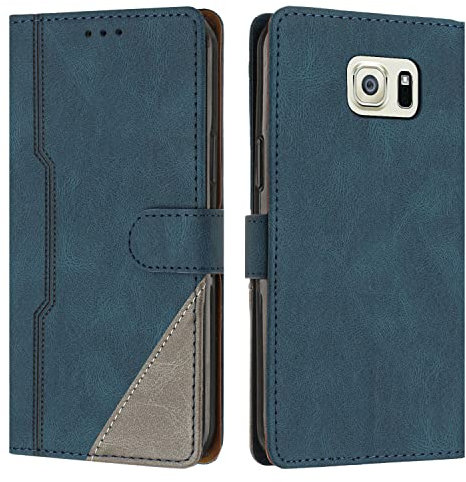 Radoo Kompatibel mit Samsung Galaxy S6 Hülle, PU Leder Handyhülle [Stand Feature] [Kartenfachr] [Magnetic Closure Snap] Schutzhülle Klappbar Flip Case Cover für Samsung Galaxy S6 (Blau)