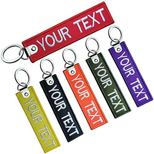 misscase Benutzerdefinierte Schlüsselanhänger, personalisierte Schlüsselanhänger Stickerei Ihr Text Name Nummer Schlüsselring für Autos Zubehör, Roller, ATV (TP Ring)