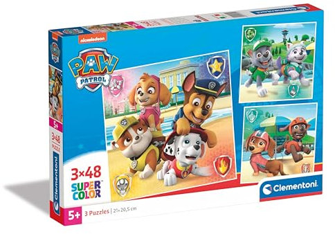 Clementoni Supercolor Paw Patrol Puzzle 3 x 48 Teile - Puzzle für Kinder ab 5 Jahren - buntes Kinderpuzzle mit besonderer Leuchtkraft & Farbintensität 25301