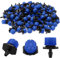 VooGenzek 200 Piezas 1/4'' Goteros de Riego, Plástico Aspersores de Riego Ajustables de 8 Agujeros, Cabezas de Riego para Goteo Goteros, Rociadores de Riego para Césped, Jardín, Azul