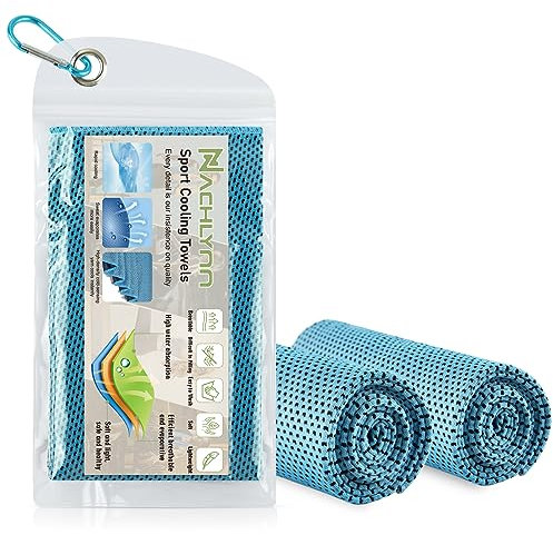 NACHLYNN Kühlendes Handtuch 2er Set, 100 x 30 cm Mikrofaser Cooling Towel für Fitness, Sport, Reise, Yoga - Eiskalt Kühlend