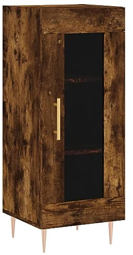 vidaXL Classic Sideboard in Smoked Oak - Engineered Wood and Metal Cabinet with Glass Door for Living Room - Brown - 34.5x34x90 cm