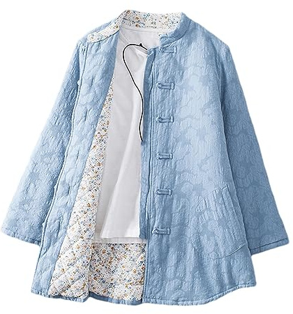 UIOKLMJH Manteau D'hiver De Style Chinois Pour Femmes Costume Tang Traditionnel Vintage Décontracté Veste Ample Mi Longue