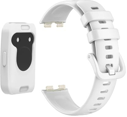 Armband Kompatibel mit Huawei Band 8 Armbänder Sport Wasserdichtes Ersatzarmband Silikon Wechselarmband für Huawei Band 8 Uhrarmband (mit Hülle Weiß)