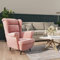 TANZEM Sessel, Sessel Wohnzimmer, Relaxsessel, Sessel Schlafzimmer, Armlehnensessel, Ohrensessel, Lesesessel, Sitzsessel, Clubsessel, Rosa Samt