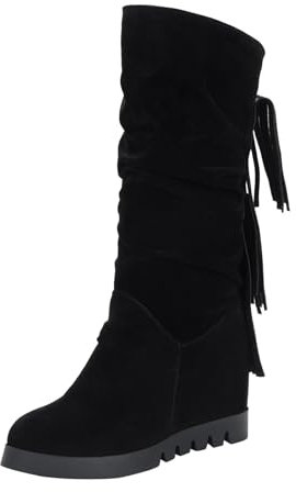 Stivali Cowboy Texani Marroni Donna Alti Fino Al Ginocchio Senza Tacco, Sneakers Nere, Scarpe Invernali Antiscivolo