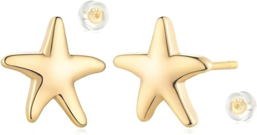 Jenosy Gold Ohrringe Damen - Zarte Stern Ohrstecker für Knorpel - Huggie Ohrstecker für Mädchen - Hypoallergene 18K Vergoldete Modeschmuck für Frauen
