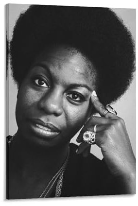LIANGSHUANG Poster mit amerikanischer Sängerin, Songwriterin, Musikerin Nina Simone, Schwarz-Weiß, Poster, Kunstposter, Leinwand, Gemälde, Dekor, Wanddruck, Foto, Zuhause, moderne dekorative Poster,