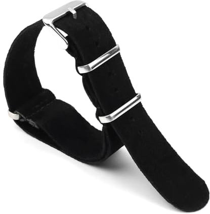 PUCHEN Weiches Wildleder-Armband, 18mm, 20mm, 22mm, 24mm, Nato-Uhrenarmband, Herrenuhr-Zubehör, Schwarz, 20mm