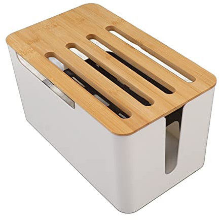 Router Storage Box for WiFi Routers - Large Cable Management Container with Multi Holes Decorative Network Organizer for Home Office Electric Devices