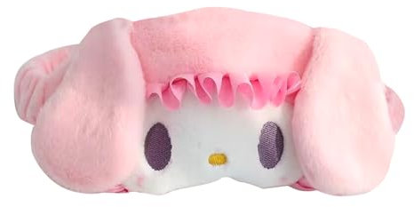 HOOKTA Kitty Kuromi Blackout Augenmaske Kulomi Flanell Reise Augenmaske Seitenschläfer Augenabdeckungen zum Schlafen mit Verstellbaren Riemen Schlaf Reise Augenabdeckung (Lila) (Rosa)