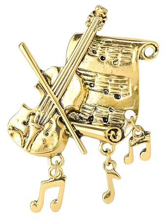 KristLand Vintage Kristall Funkeln Musikinstrument Brosche Anstecknadel Art Deco Retro Violine Brosche für Männer Frauen Geschenkbox für Geburtstagsfeiern