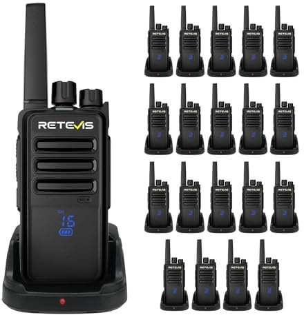 Retevis RT668H Walkie-Talkie, Schermo Nascosto Radio Bidirezionale PMR446 Senza Licenza, 1200mAh Tipo C, VOX, Blocco Tasti, Walkie Talkie Robusto Ricaricabile per Hotel, Sicurezza (20 Pezzi, Nero)