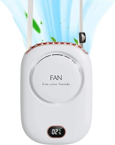 Hands Free Neck Fan with 3 Speeds, Portable and Rechargeable Mini Fan for Women, Hanging and Waist Clip Style with Lanyard, Ideal for Home, Office, Travel and Sports