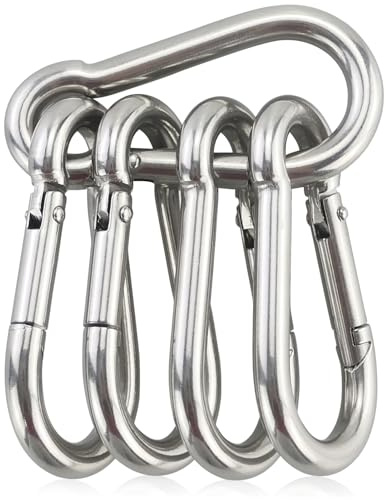 5 Pcs Heavy Duty 316 Stainless Steel M7 Carabiner Clips - 34.5 * 70mm, 6.8mm Thick Snap Hooks, Multi-Purpose Rope Connectors for Dog Leash, Keychain, Outdoor Camping & Hiking (Not for Climbing)