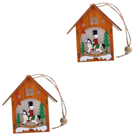 Garneck 2pcs Unique Christmas Decor Felt Christmas Tree Ornaments House Hanging Decor Night Lights
