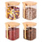HUALIANG Lot de 4 Carré bocal en verre avec couvercle, 950ml bocaux en verre avec une cuillère en bois, Récipients hermétiques en verre borosilicate, bocaux verre Pour café, épices (4x950ml)