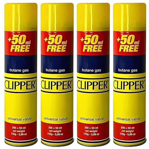 Luxtrous Genuine Clipper Gas - Universal Refill Fluid for Lighters, BBQ, and Cooking - 300ml Capacity - Reliable & Safe Fuel Solution (Pack of 4)