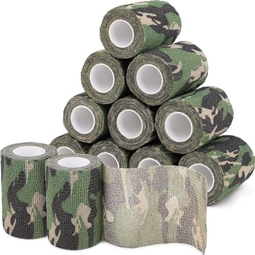 Ruban de Camouflage,10 Rouleaux Camouflage Militaire Accessoires Bandage Autoadhésif pour équipement de Chasse,Fusil,Objectif d'appareil Photo SLR