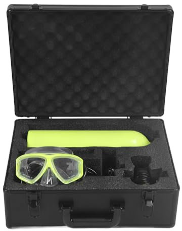 Bouteille d'oxygène de Plongée, Mini Réservoir de Plongée, Rechargeable, 2 litres, Grande capacité pour l'exploration sous-Marine (Black) (Green)
