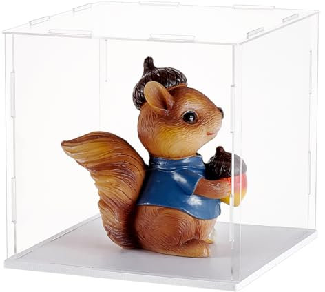 FINGERINSPIRE Vitrine Aus Acryl 16.3x16.3x15.9cm Modellvitrine Mit Gummis Vitrine Aus Acryl Mit Weißem Boden Durchsichtige Schaukästen Zum Zusammenbauen Schaukasten Für Minifiguren Sammlungen