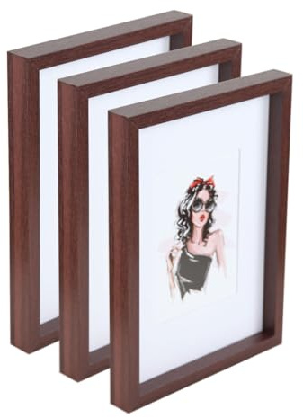 IDEAL TREND 3er 5er Set Holz Bilderrahmen Bilder Foto Rahmen Fotorahmen Wanddeko Collage Poster HR-15: Farbe: 3er Pack Nuss | Format: 13x18