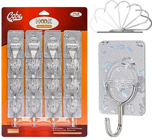CGBE 16 Stück Klebehaken Ohne Bohren, Wandhaken Selbstklebend 5kg(Max), Haken Selbstklebend Handtuchhaken für Badezimmer Küche Bad Wand Decke