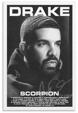 aizhimi Drake Skorpion-Poster, ästhetische Leinwand, Musikposter für Zimmer, ästhetische Leinwand, Wandkunst, Schlafzimmerdekoration, 30 x 45 cm