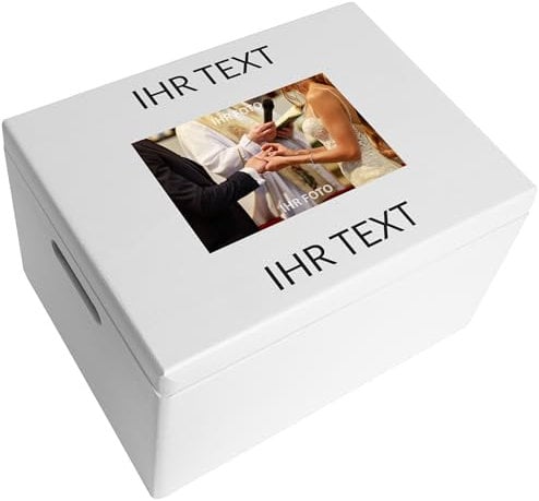 Creative Deco Weiße Personalisierte Geschenke Wunschtext + Foto | Fotogeschenke Holzkiste | Dein eigenes Bild Individuelles Geschenk | Geschenkkiste Geschenkbox für Frauen, Männer, Paar