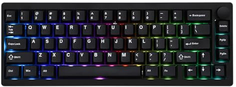 EPOMAKER P65 QMK/VIA Kabellose Aluminium-Gaming-Computertastatur, Gasket-Mount, Bluetooth/2.4Ghz/USB(A to C), Hot Swap fähig, N-Key-Rollover, für Mac/PC/PS/Xbox (Schwarz, Wisteria Linear Schalter)