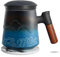 ZENS Teetasse mit Deckel und Sieb, 500 ml Große Holzgriff Teebecher mit Teesieb für Losen Tee, Geprägtem Keramik Teetassen und Untersetzer Set, Geschenke für Teeliebhaber, Schwarz und Blue
