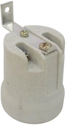 Zarivy Portalámparas cerámico reforzado E27 con gancho blanco, ideal para iluminación en interiores y exteriores, resistente y duradero.