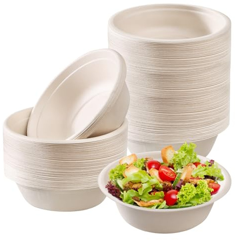 Cuencos de sopa, 100 unidades, cuencos de cartón, cuencos de cartón, cuencos de caña de azúcar, cuencos de bagazo para fiestas, picnics, barbacoas, ensaladas, postres, platos soperos, aislamiento