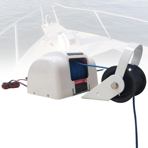 VNATWGOO 12V Electric Anchor Winch for Boats, 318kg Pulling Capacity 31m Rope, with LED Light for Pontoon Yacht Deck Ship CordlessANDCable