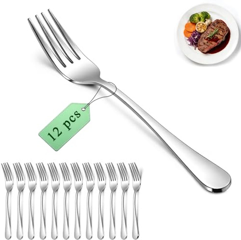 Berglander Dinner Forks Set 12pcs 18.5cm, Stainless Steel Table Fork, Dessert Salad Forks, Flatware Silverware Fork for Restaurant, Hotel, Bulk Value, Affordable, Dishwasher Safe