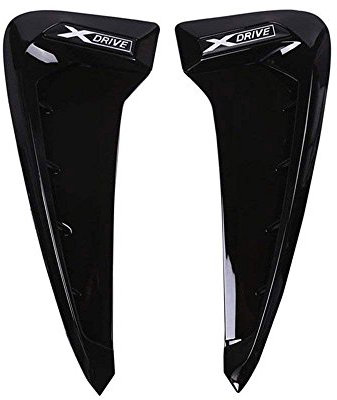 DIYUCAR 2 x ABS-Auto-Frontschutzbleche für Lüftungsschlitze, für X-Serie, X5, F15, X5M, F85, Hai-Gills, Seitenschlitz, Auto-Aufkleber, Zubehör (schwarzes XDrive-Logo)