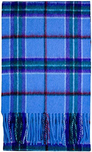 I LUV LTD Lambswool Scarf Pure 100% Warm and Soft In World Peace Light Blue Tartan - Scottish Gifts for Men Women Fringed Plaid Scarfs Wool Shawl Wrap Men's Ladies Neck Warmer Scarves
