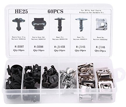 Engine Unter dem Knopf, Motor Unterfahrschutz, Qiilu Schrauben Unterfahrschutz, 60 Stücke 5 Arten Auto Motor Unterdeckendeckel Bodenschild Befestigungs Clip für Audi
