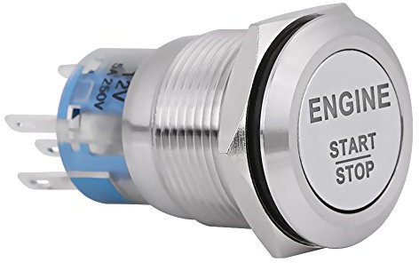 12V DC LED Car Motor Start Stop Pulsador Interruptor de arranque Interruptor de arranque de encendido Universal Metal Prensa LED Interruptor de botón (Plata)