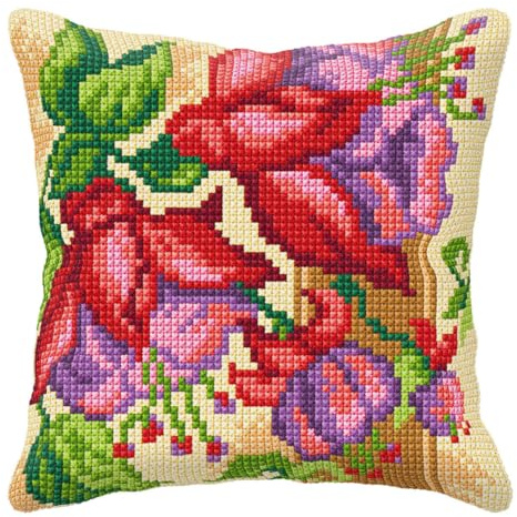 Orchidea Large Cross Stitch Cushion Kit, Exotic Flowers, 40 x 40cm